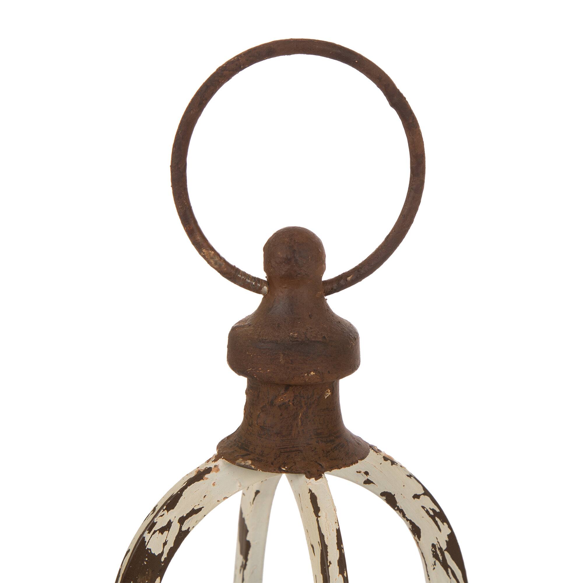 Modern Farmhouse White & Brown Metal Candle Lantern Set, 22" x 16.5"